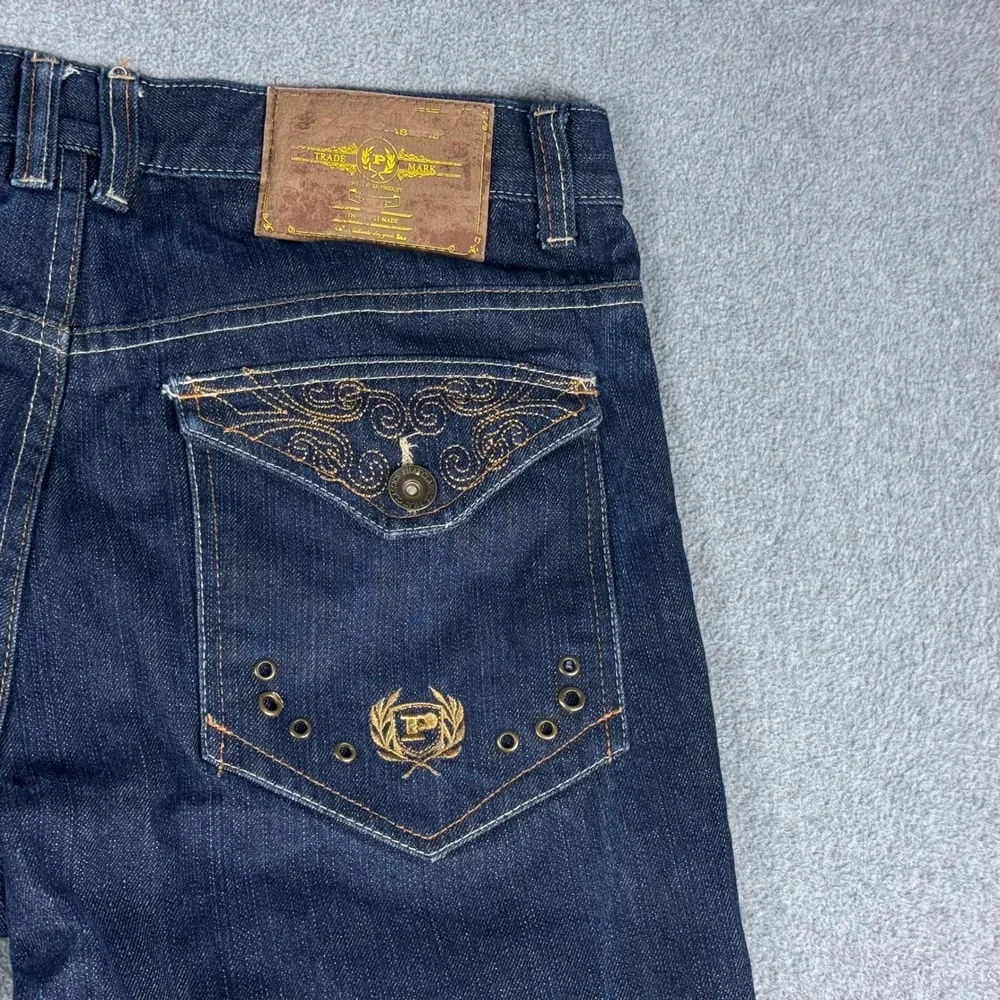 Vintage Y2K Phat Farm Embroidered Baggy Skater Leg Jeans Flap 36x32